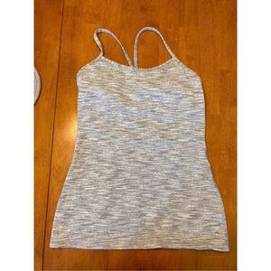 Lululemon Women’s Power Y Tank Top Space Dye Camo White Silver Spoon Size 8